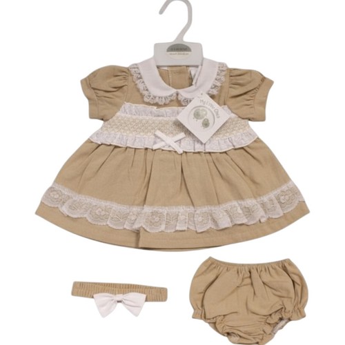 Baby girls smocked lace - , linen