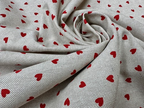 Little red love - hearts, fabric